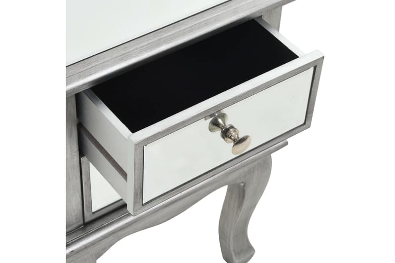 Sängbord med spegel MDF och glas 34,5x30x50 cm - Silver - Sängbord & nattduksbord