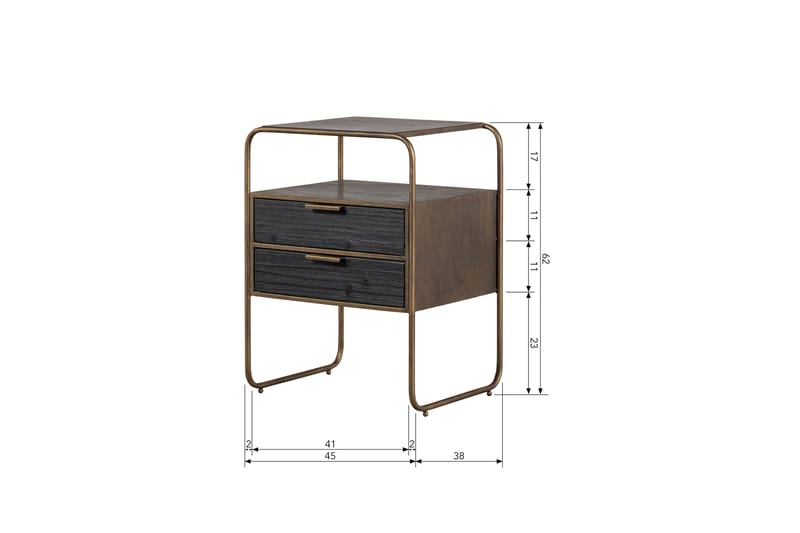 Sängbord Meilto 45 cm - Antik Mässing - Möbler - Bord & matgrupp - Avlastningsbord & sidobord - Sängbord & nattduksbord