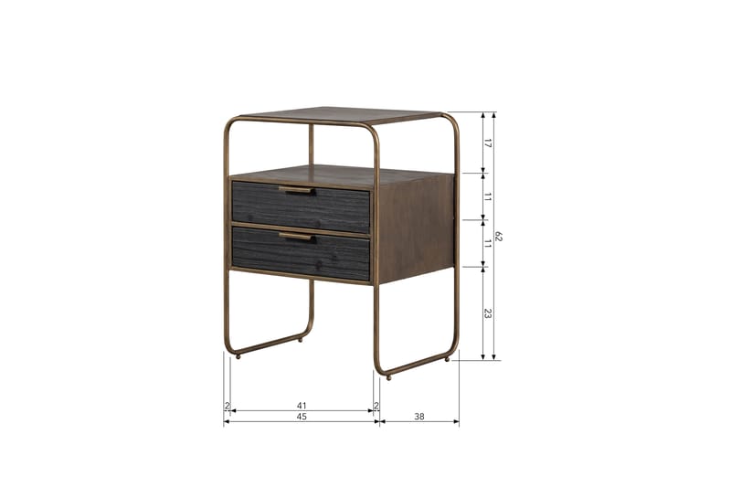 Sängbord Meilto 45 cm - Antik Mässing - Sängbord & nattduksbord