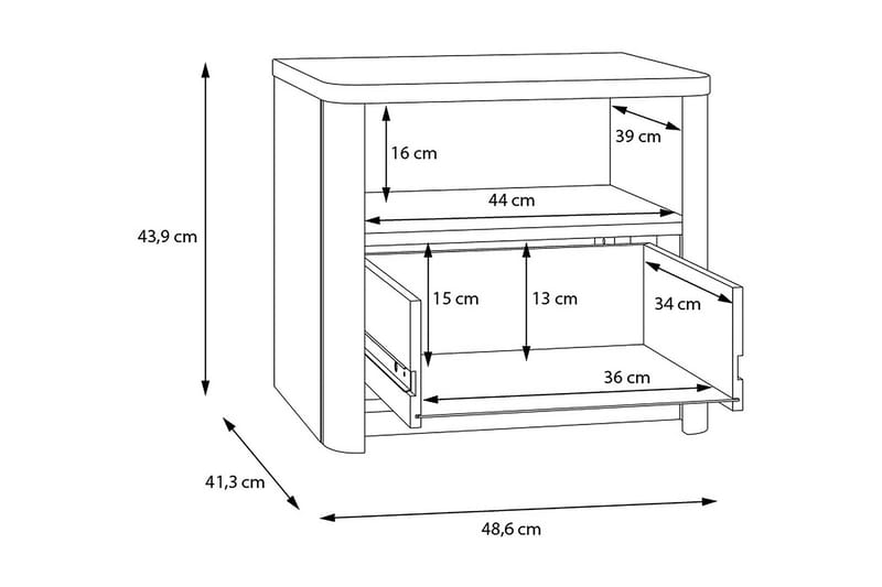 Sängbord Meris 41x49 cm - Grå/Brun - Sängbord & nattduksbord