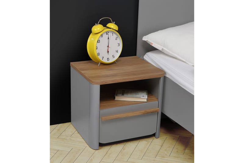 Sängbord Meris 41x49 cm - Grå/Brun - Sängbord & nattduksbord