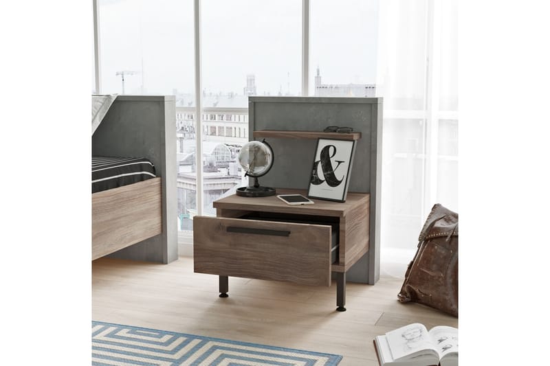 Sängbord Moerdijk 44 cm - Brun/Grå - Möbler - Bord & matgrupp - Avlastningsbord & sidobord - Sängbord & nattduksbord
