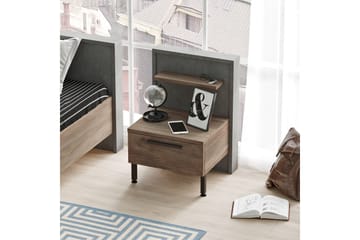 Sängbord Moerdijk 44 cm - Brun/Grå - Möbler - Bord & matgrupp - Avlastningsbord & sidobord - Sängbord & nattduksbord