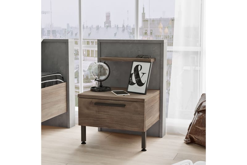 Sängbord Moerdijk 44 cm - Brun/Grå - Möbler - Bord & matgrupp - Avlastningsbord & sidobord - Sängbord & nattduksbord