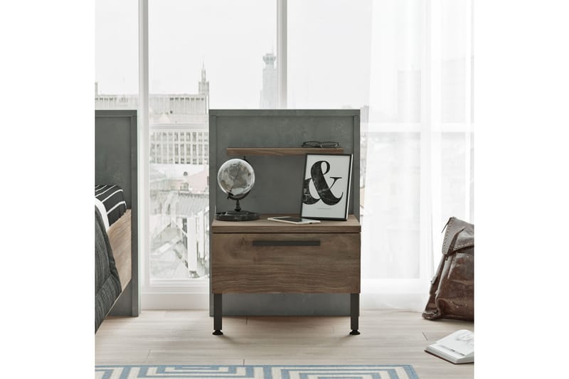 Sängbord Moerdijk 44 cm - Brun/Grå - Möbler - Bord & matgrupp - Avlastningsbord & sidobord - Sängbord & nattduksbord