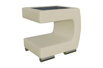 Sängbord Morvik 32 cm Höger - Konstläder/Glas/Beige/Svart - Möbler - Bord & matgrupp - Avlastningsbord & sidobord - Sängbord & nattduksbord
