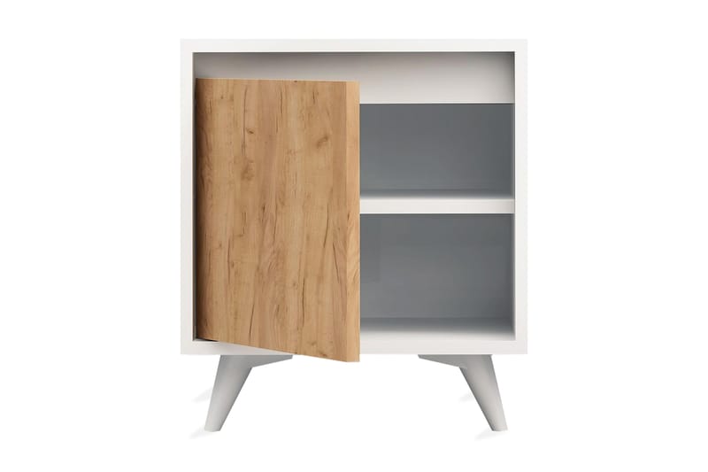 Sängbord Naidaj 45 cm med Förvaring Skåp - Trä/Vit - Sängbord & nattduksbord