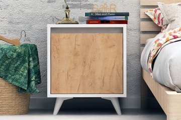 Sängbord Naidaj 45 cm med Förvaring Skåp - Trä/Vit - Möbler - Bord & matgrupp - Avlastningsbord & sidobord - Sängbord & nattduksbord