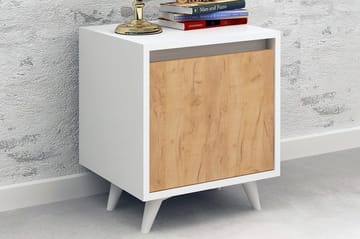 Sängbord Naidaj 45 cm med Förvaring Skåp - Trä/Vit - Möbler - Bord & matgrupp - Avlastningsbord & sidobord - Sängbord & nattduksbord