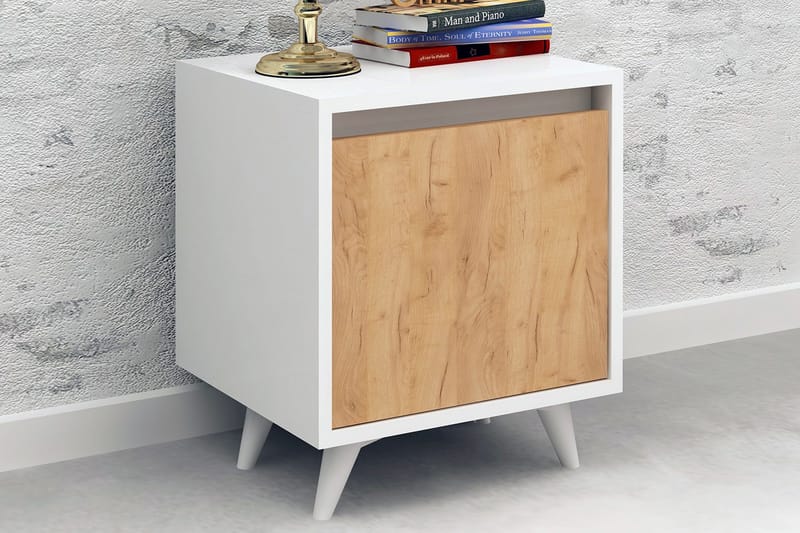 Sängbord Naidaj 45 cm med Förvaring Skåp - Trä/Vit - Sängbord & nattduksbord