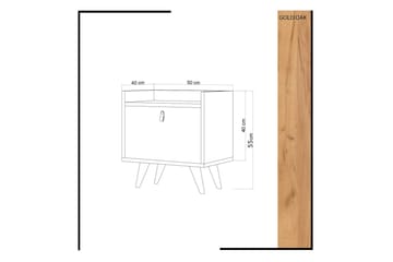 Sängbord Naidaj 50 cm med Förvaring Skåp Läderbeslag - Trä/Vit - Möbler - Bord & matgrupp - Avlastningsbord & sidobord - Sängbord & nattduksbord