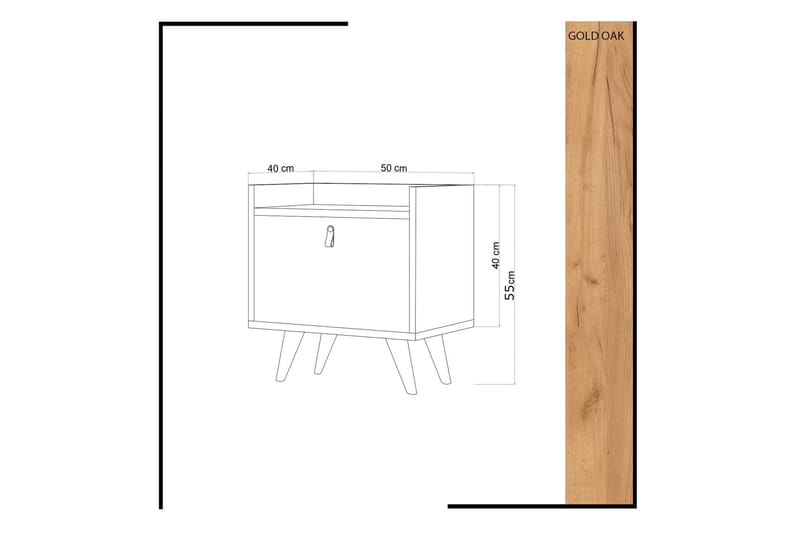 Sängbord Naidaj 50 cm med Förvaring Skåp Läderbeslag - Trä/Vit - Möbler - Bord & matgrupp - Avlastningsbord & sidobord - Sängbord & nattduksbord