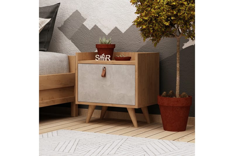 Sängbord Naidaj 50 cm med Förvaring Skåp - Trä/Vit - Möbler - Bord & matgrupp - Avlastningsbord & sidobord - Sängbord & nattduksbord