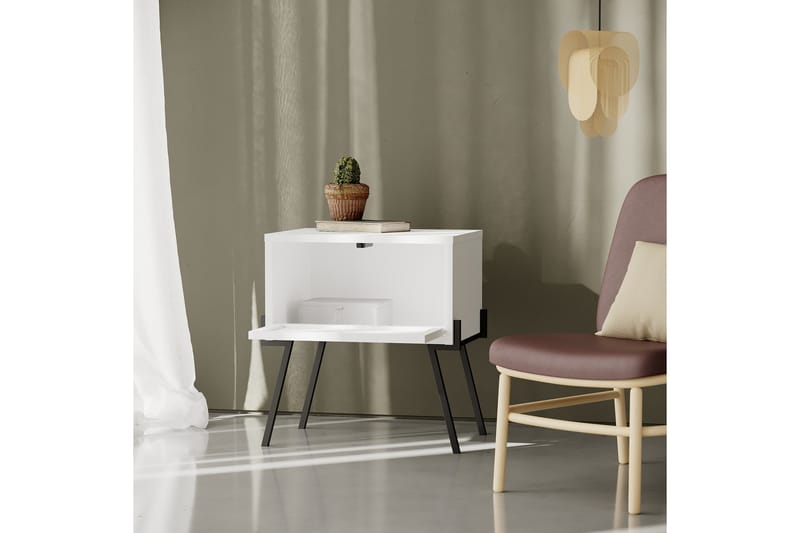 Sängbord Naives 48x34 cm - Vit - Sängbord & nattduksbord