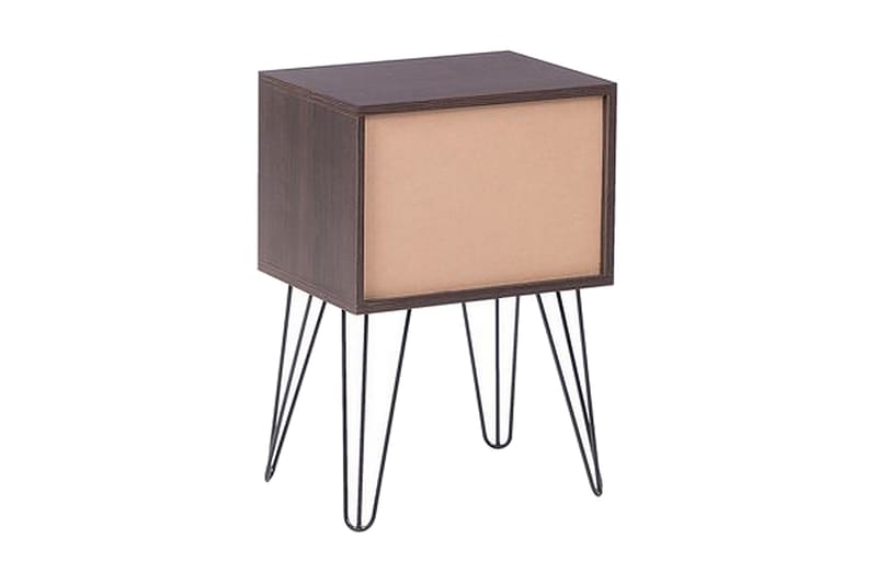 Sängbord Oltmans 40 cm med Förvaring Låda + Hylla - Mörkbrun/Vit - Sängbord & nattduksbord