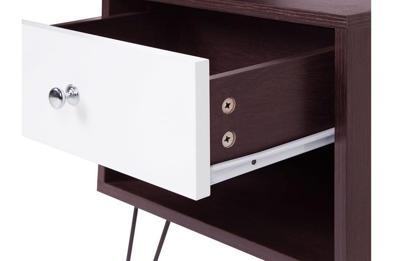 Sängbord Oltmans 40 cm med Förvaring Låda + Hylla - Mörkbrun/Vit - Sängbord & nattduksbord