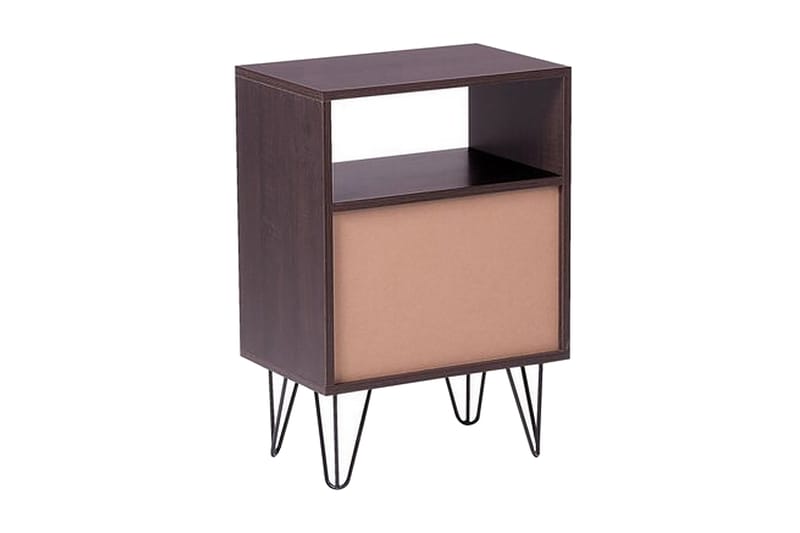 Sängbord Oltmans 45 cm med Förvaring 2 Lådor + Hylla - Mörkbrun/Vit - Möbler - Bord & matgrupp - Avlastningsbord & sidobord - Sängbord & nattduksbord