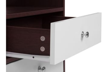 Sängbord Oltmans 45 cm med Förvaring 2 Lådor + Hylla - Mörkbrun/Vit - Möbler - Bord & matgrupp - Avlastningsbord & sidobord - Sängbord & nattduksbord