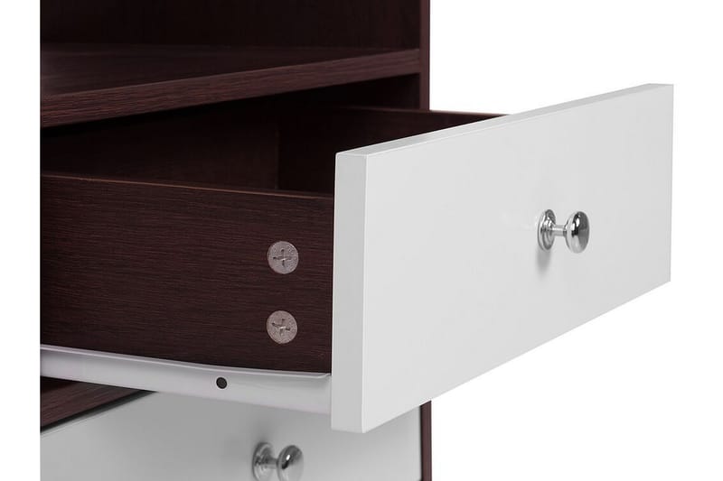 Sängbord Oltmans 45 cm med Förvaring 2 Lådor + Hylla - Mörkbrun/Vit - Möbler - Bord & matgrupp - Avlastningsbord & sidobord - Sängbord & nattduksbord
