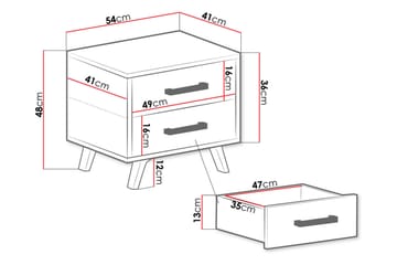 Sängbord Ordino 54 cm - Matt Lila/Guld - Möbler - Bord & matgrupp - Avlastningsbord & sidobord - Sängbord & nattduksbord