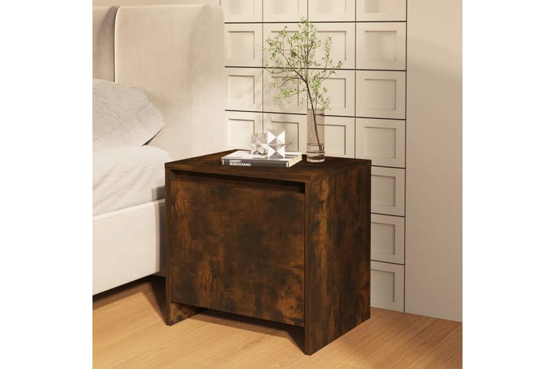 Sängbord rökfärgad ek 45x34x44,5 cm spånskiva - Brun - Sängbord & nattduksbord