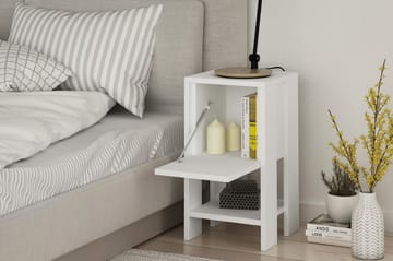 Sängbord Rodger 30 cm med Förvaring Hylla + Lucka - Vit - Möbler - Bord & matgrupp - Avlastningsbord & sidobord - Sängbord & nattduksbord