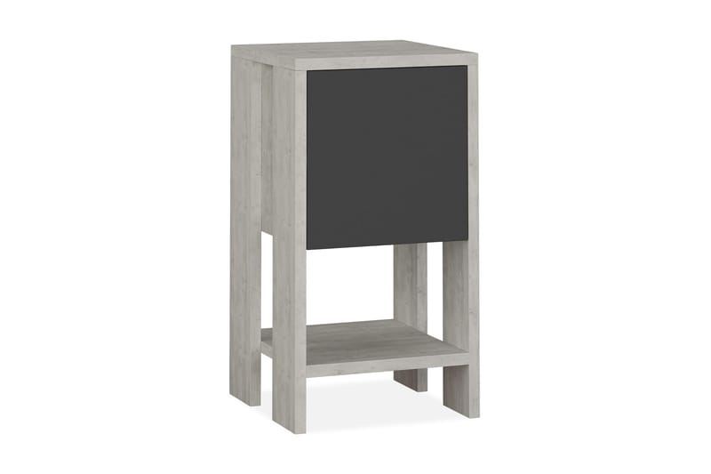 Sängbord Rodger 30 cm med Förvaring Hylla + Lucka - Vit/Trä - Sängbord & nattduksbord