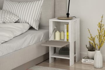 Sängbord Rodger 30 cm med Förvaring Hylla + Lucka - Vit/Trä - Möbler - Bord & matgrupp - Avlastningsbord & sidobord - Sängbord & nattduksbord