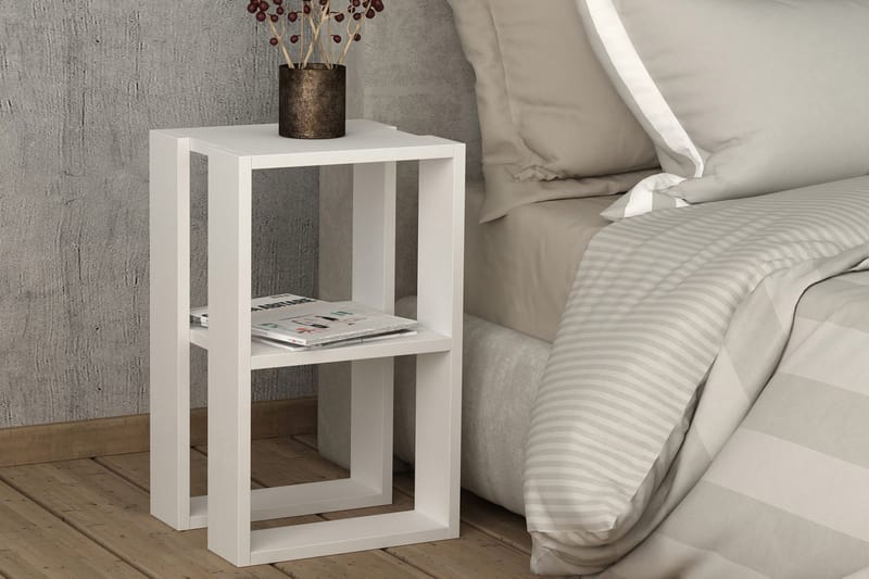 Sängbord Rodger 30 cm med Förvaring Hylla - Vit - Sängbord & nattduksbord