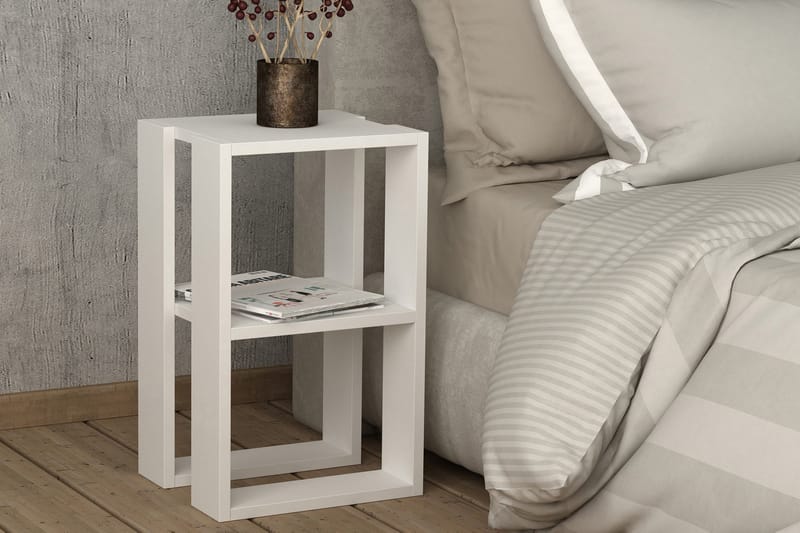 Sängbord Rodger 30 cm med Förvaring Hylla - Vit - Möbler - Bord & matgrupp - Avlastningsbord & sidobord - Sängbord & nattduksbord