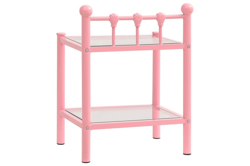 Sängbord rosa och transparent 45x34,5x60,5 cm metall och gla - Rosa - Sängbord & nattduksbord