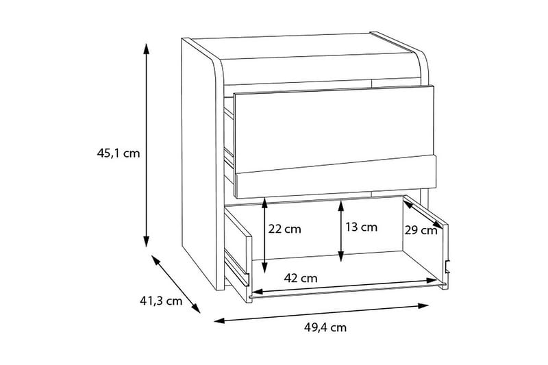 Sängbord Sapareva 41x49 cm - Grå/Vit/Gul - Sängbord & nattduksbord