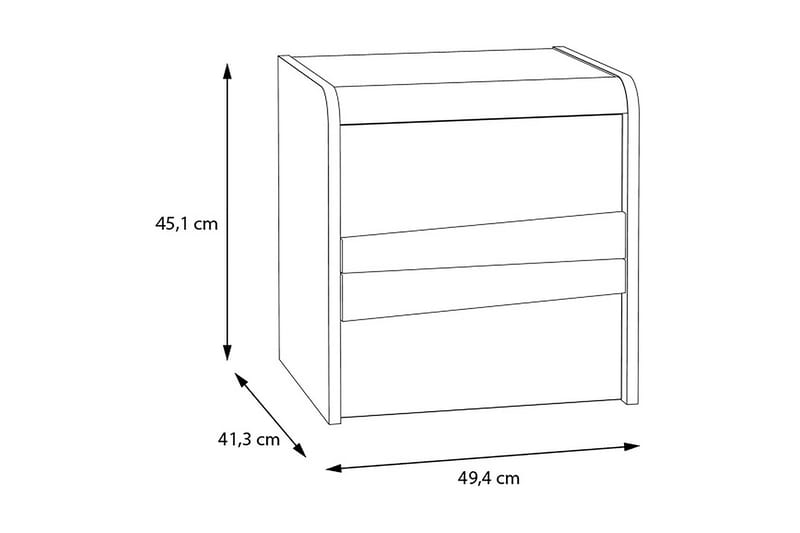 S�ängbord Sapareva 41x49 cm - Grå/Vit/Gul - Sängbord & nattduksbord