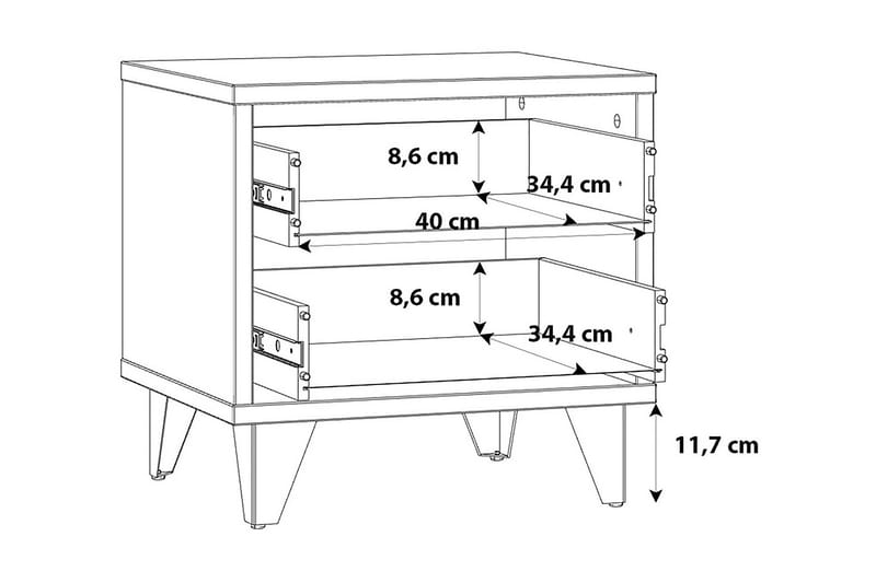 Sängbord Sapes 42x50 cm - Brun/Grå - Sängbord & nattduksbord