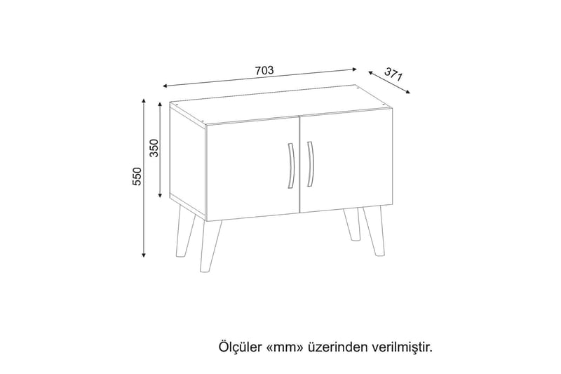 Sängbord Shaneka 70 cm Bred med Förvaring 2 Skåp - Vit/Valnötsbrun - Sängbord & nattduksbord