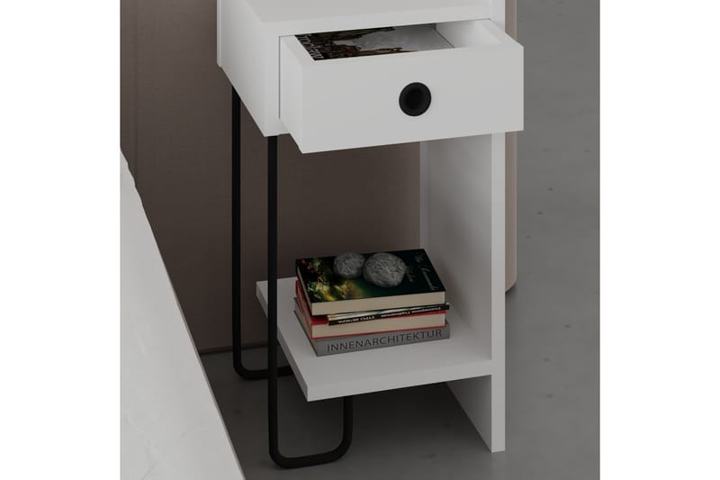 Sängbord Sirius 32x30 cm Vit - Hanah Home - Möbler - Bord & matgrupp - Avlastningsbord & sidobord - Sängbord & nattduksbord
