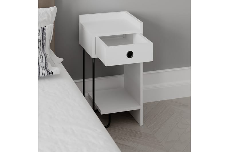Sängbord Sirius 32x30 cm Vit - Hanah Home - Möbler - Bord & matgrupp - Avlastningsbord & sidobord - Sängbord & nattduksbord