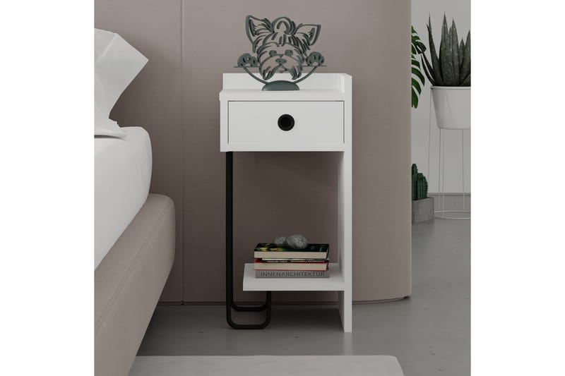 Sängbord Sirius 32x30 cm Vit - Hanah Home - Möbler - Bord & matgrupp - Avlastningsbord & sidobord - Sängbord & nattduksbord