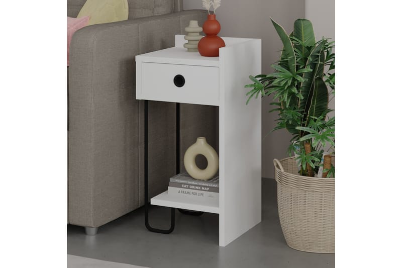 Sängbord Sirius 32x30 cm Vit - Hanah Home - Möbler - Bord & matgrupp - Avlastningsbord & sidobord - Sängbord & nattduksbord