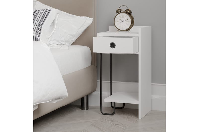 Sängbord Sirius 32x30 cm Vit - Hanah Home - Möbler - Bord & matgrupp - Avlastningsbord & sidobord - Sängbord & nattduksbord