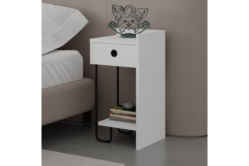 Sängbord Sirius 32x30 cm Vit - Hanah Home - Möbler - Bord & matgrupp - Avlastningsbord & sidobord - Sängbord & nattduksbord