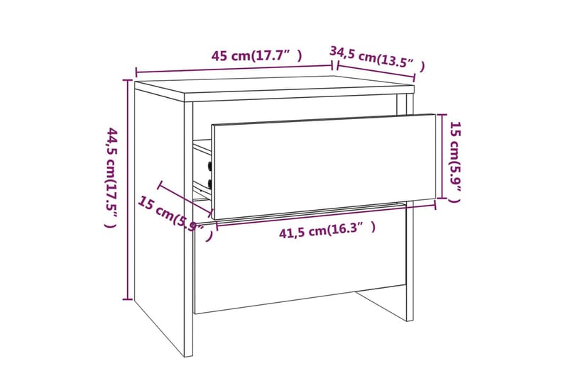 Sängbord sonoma ek 45x34,5x44,5 cm spånskiva - Brun - Sängbord & nattduksbord