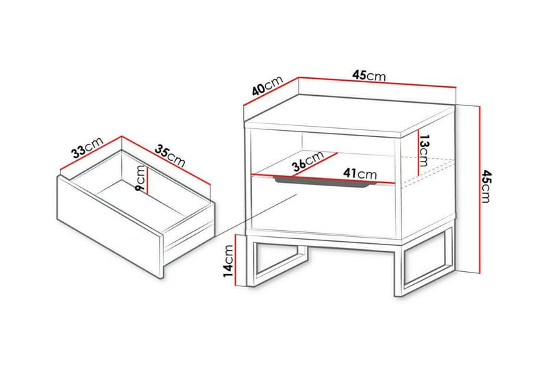 Sängbord Staffin 45 cm - Vit - Möbler - Bord & matgrupp - Avlastningsbord & sidobord - Sängbord & nattduksbord