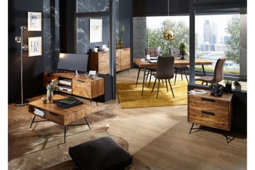 Sängbord Stamer 60 cm med Förvaring 2 Lådor - Massivt Trä/Svart - Möbler - Bord & matgrupp - Avlastningsbord & sidobord - Sängbord & nattduksbord