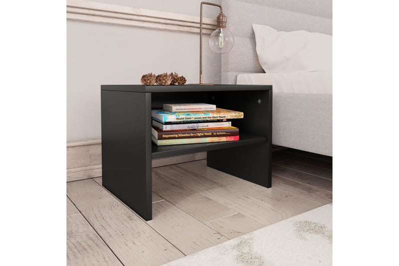 Sängbord svart 40x30x30 cm spånskiva - Svart - Sängbord & nattduksbord