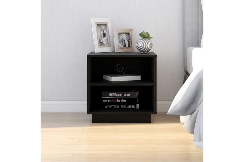 Sängbord svart 40x34x40 cm massiv furu - Svart - Sängbord & nattduksbord