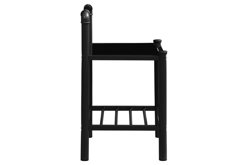 Sängbord svart 45x34x62,5 cm metall och glas - Svart - Sängbord & nattduksbord