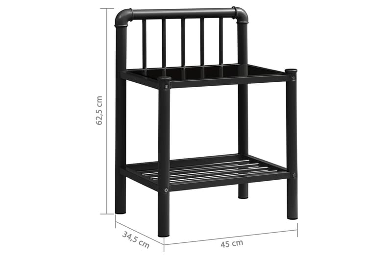 Sängbord svart 45x34x62,5 cm metall och glas - Svart - Sängbord & nattduksbord