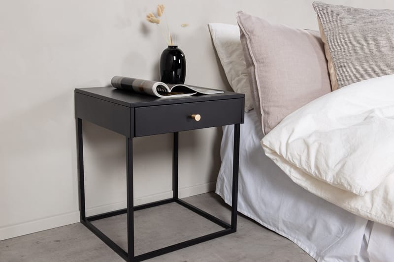 Sängbord Tamarie 43 cm med Förvaring Låda - Svart - Sängbord & nattduksbord