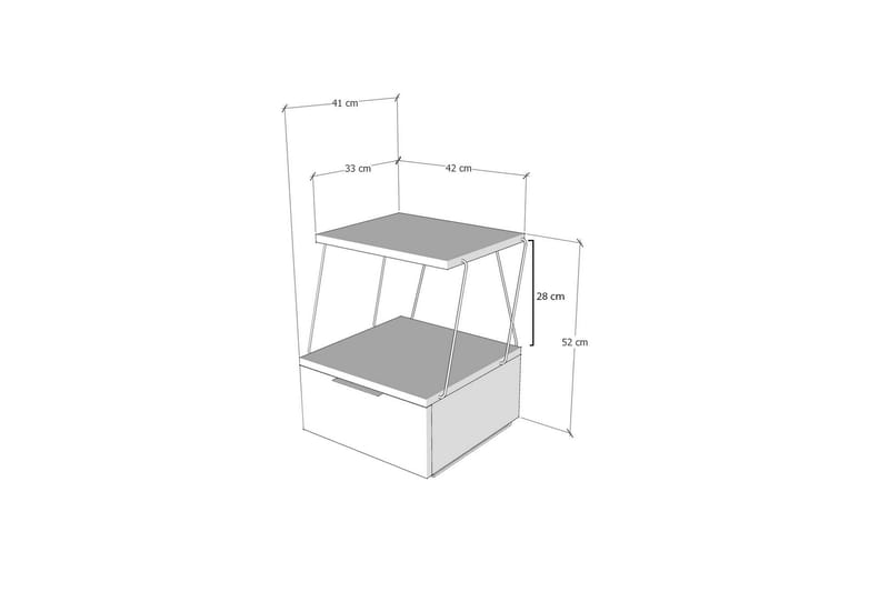 Sängbord Tekoba 42x41 cm - Gul - Sängbord & nattduksbord